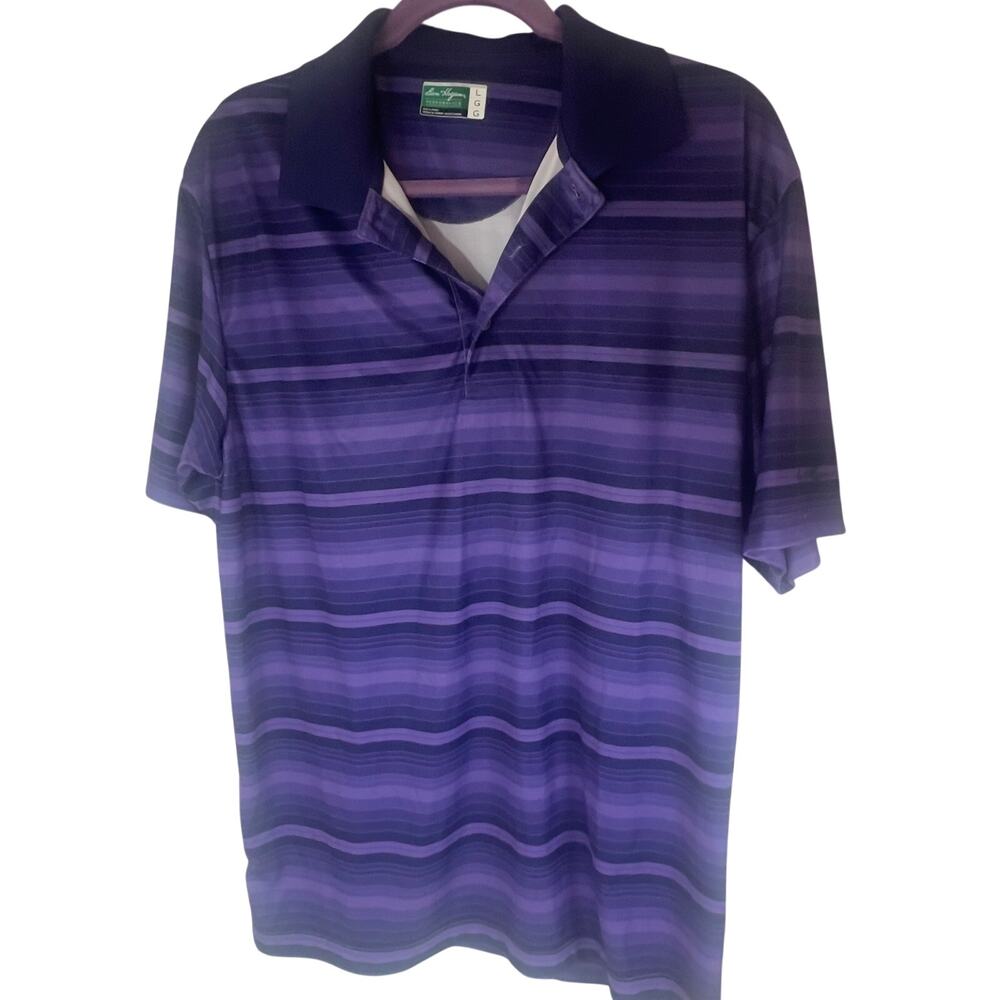 Ben Hogan Performance Golf Polo Grape Purple Stripe Pattern Stretchy Men's LGG
